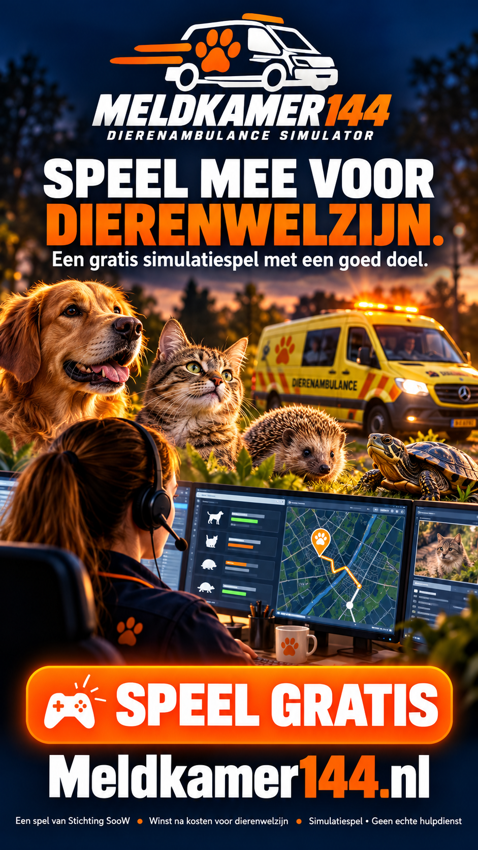 Flyer: Speel mee voor dierenwelzijn